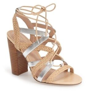 New Charles by Charles David Greensboro Caged Lace Up Block Heel Sandals | 9.5